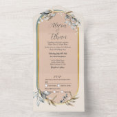 ニュートラルウェディング招待&RSVPロマンチックコットン オールインワン招待状 (内側)