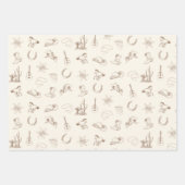 ニュートラルウエスタンロデオブラウン&ブルーセット ラッピングペーパーシート (正面3)