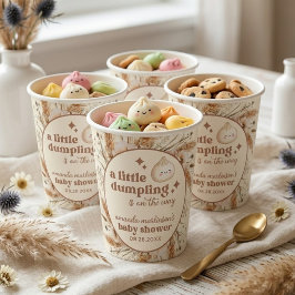ニュートラルウォーターカラーのLittle Dumpling Baoベビーシャワー 紙コップ
