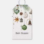 ニュートラルウォーターカラークリスマスオーナメントホリデー ギフトタグ (正面)
