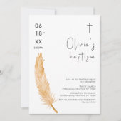 ニュートラルウォーターカラーフェザークロスバプテスマ 招待状 (正面)