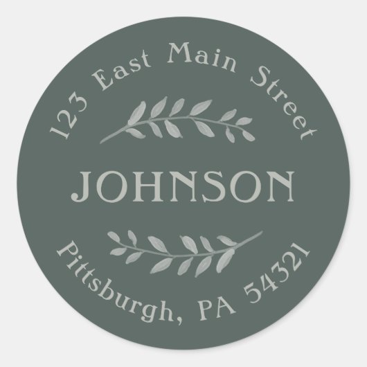 ニュートラルウォーターカラーブランチ差出人住所ステッカー ラウンドシール (正面)