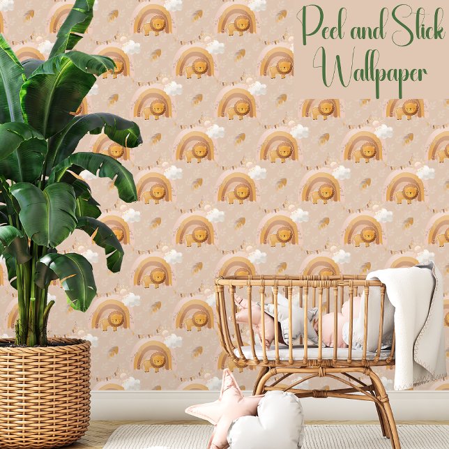 ニュートラルウォーターカラーベビーライオンレインボーサンクラウド 壁紙 (クリエイターアップロード済み)