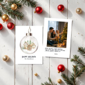 ニュートラルウォーターカラーホリデーオーナメントフォトクリスマス シーズンカード
