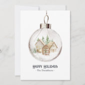 ニュートラルウォーターカラーホリデーオーナメントフォトクリスマス シーズンカード (正面)