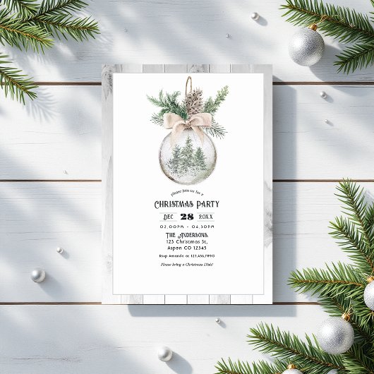 ニュートラルウォーターカラーボホクリスマスパーティー 招待状