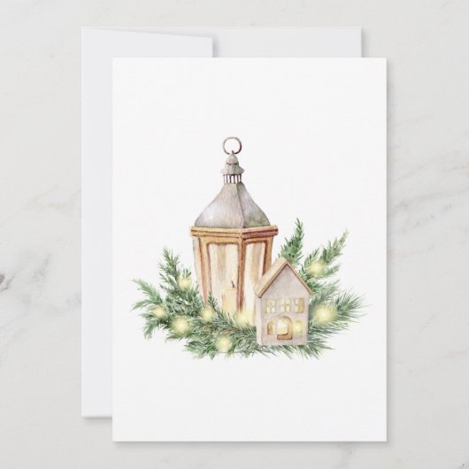 ニュートラルウォーターカラーボホクリスマスパーティー 招待状 (裏面)