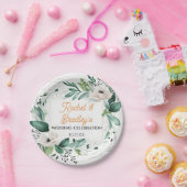 ニュートラルウォーター結婚カラーフローラの緑フレーム ペーパープレート (パーティー)