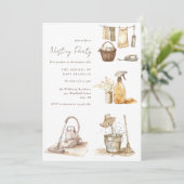 ニュートラルウォーター色かわいいネスティングパーティー 招待状 (スタンド正面)