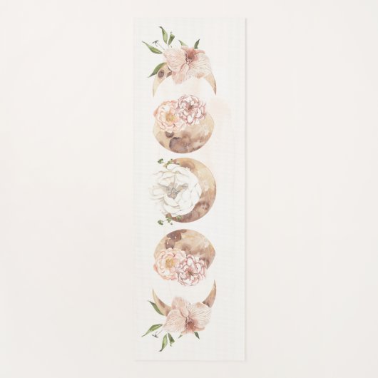 ニュートラルウォーター色フローラムーン相神秘的 ヨガマット (正面)