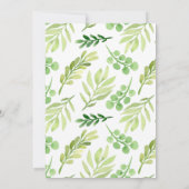 ニュートラルウッドランドベビーシャワー森林動物グリーン 招待状 (裏面)