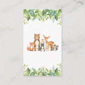 ニュートラルウッドランド動物緑おむつラッフル エンクロージャーカード (裏面)