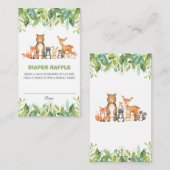 ニュートラルウッドランド動物緑おむつラッフル エンクロージャーカード (正面/裏面)