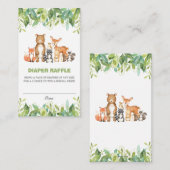 ニュートラルウッドランド動物緑おむつラッフル エンクロージャーカード (正面/裏面)
