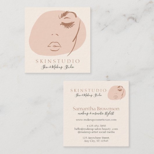 ニュートラルエスティフェミニン顔美しいスキンケア スクエア名刺 (正面/裏面)