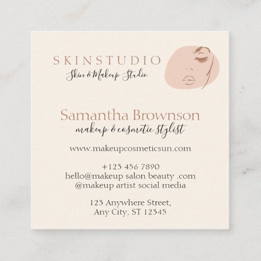 ニュートラルエスティフェミニン顔美しいスキンケア スクエア名刺 (裏面)