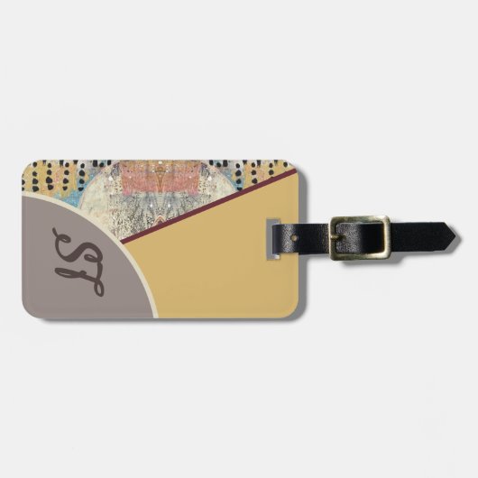 ニュートラルエレガンスと抽象芸術アクセントTan Brown ラゲッジタグ (正面横)