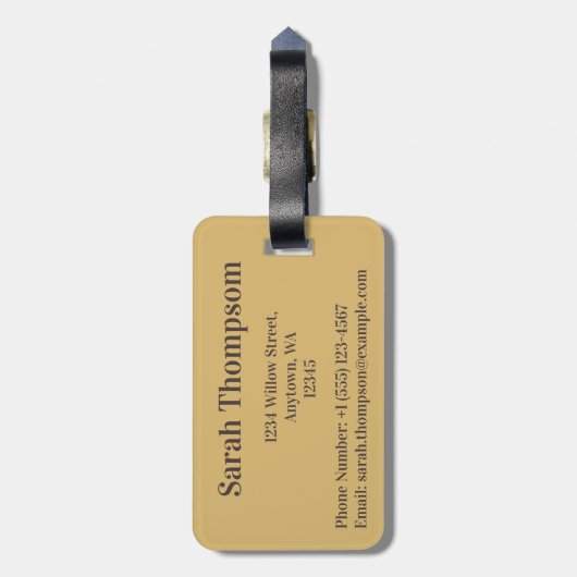 ニュートラルエレガンスと抽象芸術アクセントTan Brown ラゲッジタグ (裏面縦)