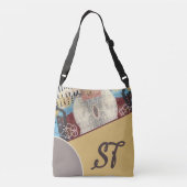 ニュートラルエレガンスと抽象芸術混合メディアアクセント クロスボディバッグ (裏面)