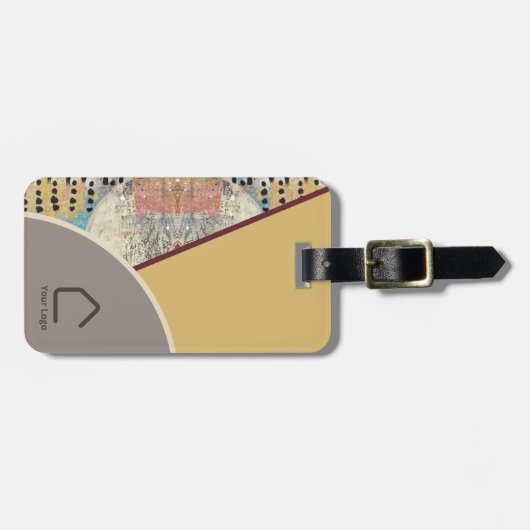 ニュートラルエレガンスロゴ抽象芸術アクセントTan Brown ラゲッジタグ (正面横)