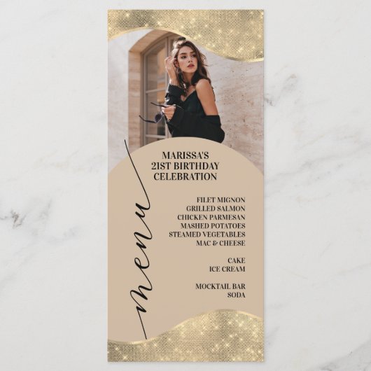 ニュートラルエレガントおよびシャンパンの金ゴールドメニュー メニュー (正面)