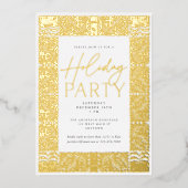 ニュートラルエレガントアーツ&クラフツスタイルホリデーパーティー 箔シーズンカード (正面)