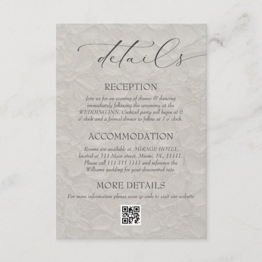 ニュートラルエレガントウェディングQR詳細 エンクロージャーカード (正面)