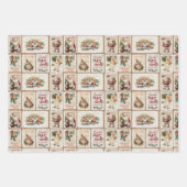 ニュートラルエレガントウォーターカラークリスマスホリデープリント ラッピングペーパーシート (正面2)