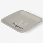 ニュートラルエレガントズ名とイニシャルモノグラム ペーパープレート (傾斜あり)