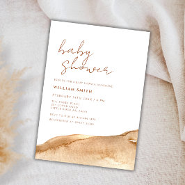 ニュートラルエレガントテラコッタ抽象芸術ベビーシャワー 招待状