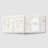 ニュートラルエレガントトイルプリントベビーシャワー ゲストブック (全面)