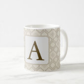ニュートラルエレガントトーンでのモロッコトレリスのパターン コーヒーマグカップ (正面右)