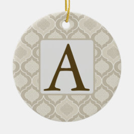 ニュートラルエレガントトーンでのモロッコトレリスのパターン セラミックオーナメント