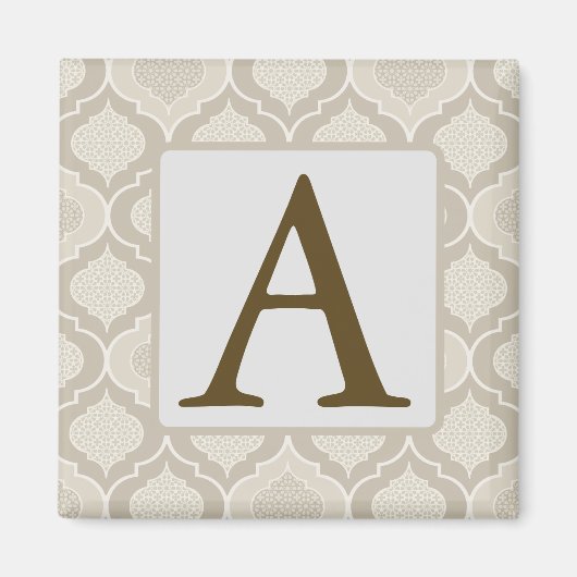 ニュートラルエレガントトーンでのモロッコトレリスのパターン マグネット (正面)