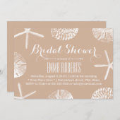 ニュートラルエレガントビーチシーシェルブライダルシャワー 招待状 (正面/裏面)