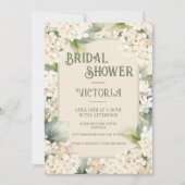 ニュートラルエレガントフローラアジサイブライダルシャワー 招待状 (正面)
