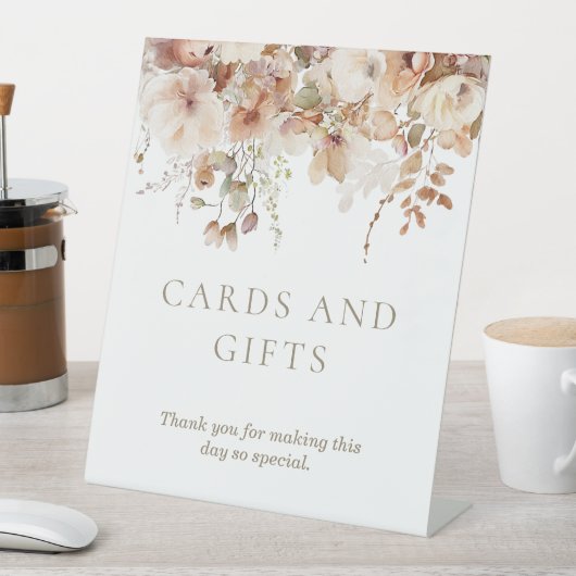 ニュートラルエレガントフローラブライダルシャワーカードギフト 台座サイン (インサイチュ)