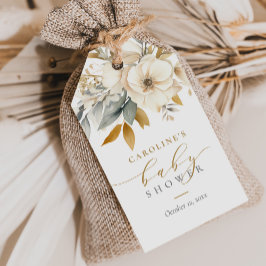 ニュートラルエレガントフローラベビーイン開花ベビーシャワー ギフトタグ