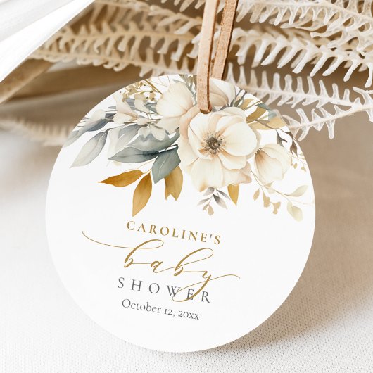 ニュートラルエレガントフローラベビーイン開花ベビーシャワー フェイバータグ