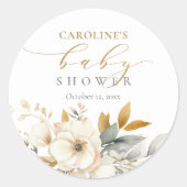 ニュートラルエレガントフローラベビーイン開花ベビーシャワー ラウンドシール (正面)