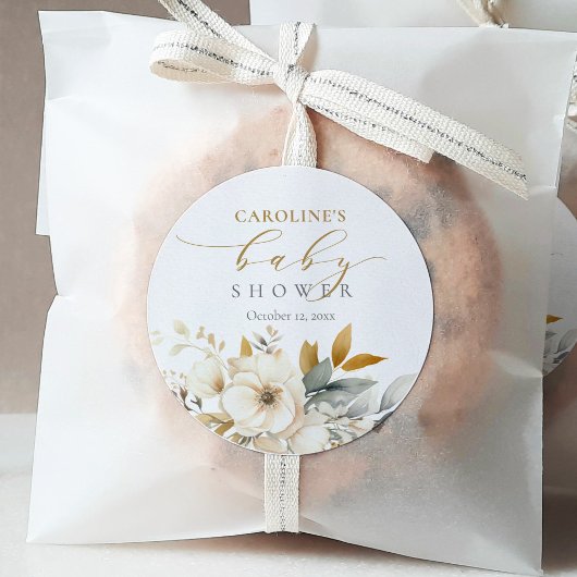 ニュートラルエレガントフローラベビーイン開花ベビーシャワー ラウンドシール
