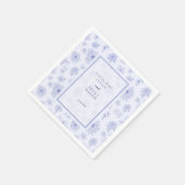 ニュートラルエレガントブルーシャドー結婚フローラのディナー スタンダードカクテルナプキン (角)