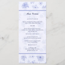 ニュートラルエレガントブルーフラワーズゲストネームディナー