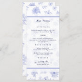 ニュートラルエレガントブルーフラワーズゲストネームディナー メニュー (正面/裏面)