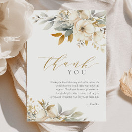 ニュートラルエレガントベビーイン開花ベビーシャワー サンキューカード