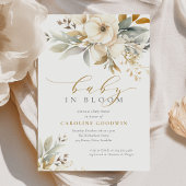 ニュートラルエレガントベビーイン開花ベビーシャワー 招待状