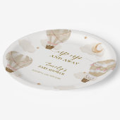 ニュートラルエレガントボホホットエアバルーンベビーシャワー ペーパープレート (アングル)