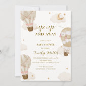 ニュートラルエレガントボホホットエアバルーンベビーシャワー 招待状 (正面)
