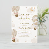 ニュートラルエレガントボホホットエアバルーンベビーシャワー 招待状 (スタンド正面)
