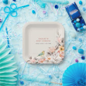 ニュートラルエレガントボホワイルドフラワーベビーシャワー ペーパープレート (パーティー)